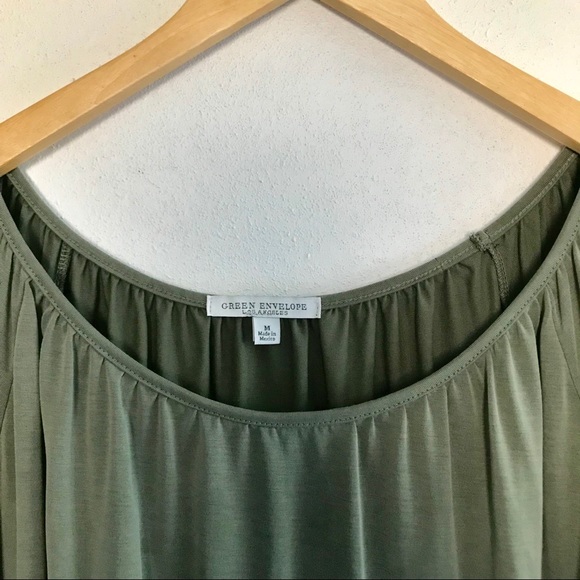 Green Envelope Green Cut-Out Shoulder top - Picture 2 of 3